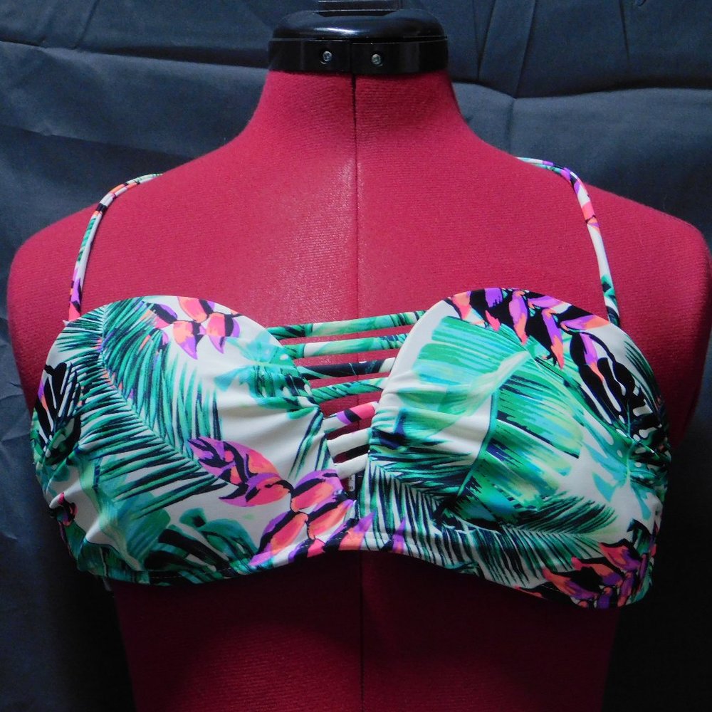 No Boundaries bikini Bra top leaf/fern pattern - Picture 1 of 6